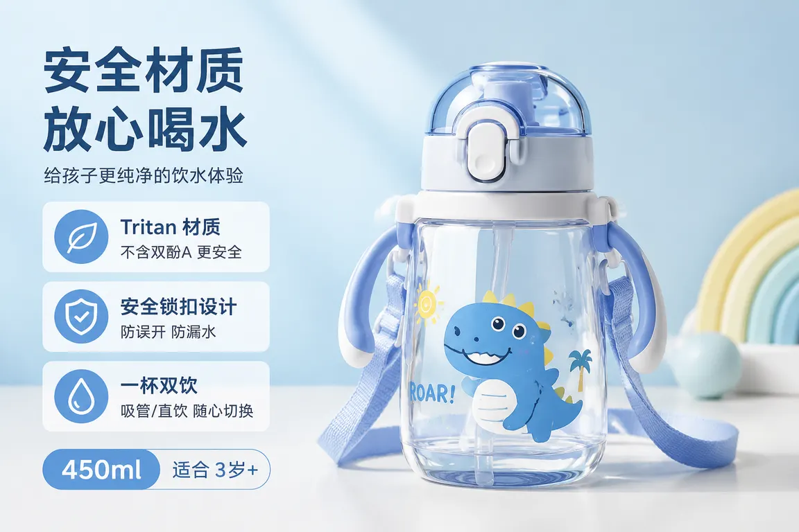 E-commerce Main Image Visual Director · Scene Main Image Children's Water Bottle Safe Material Main Image